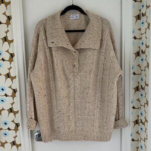 Cable Knit Quarter Button Sweater
